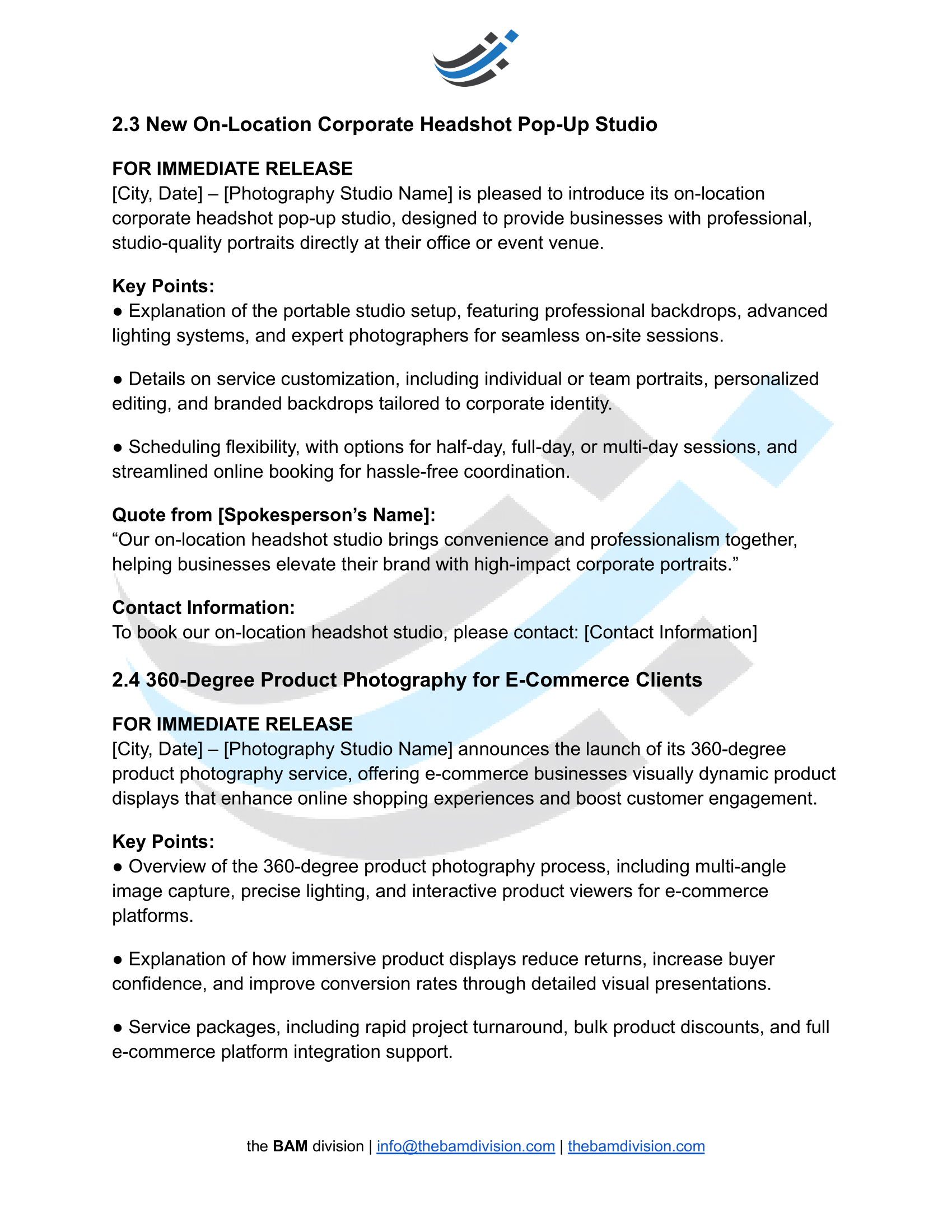 150 Sample Press Release Template Outlines for Photographers